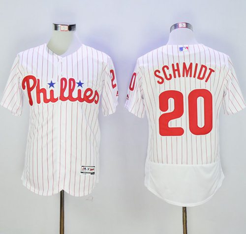 Phillies #20 Mike Schmidt White(Red Strip) Flexbase Authentic Collection Stitched MLB Jersey